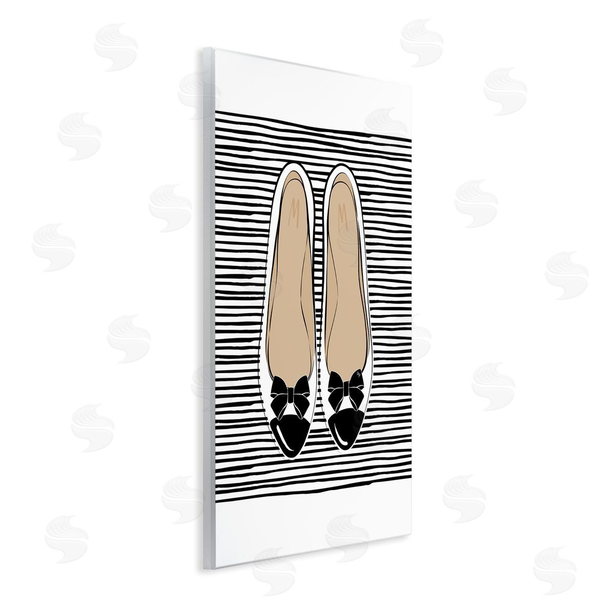 Bow Flats on Stripes Wood Plaque Wall Art, Home Decor by Martina Pavlova