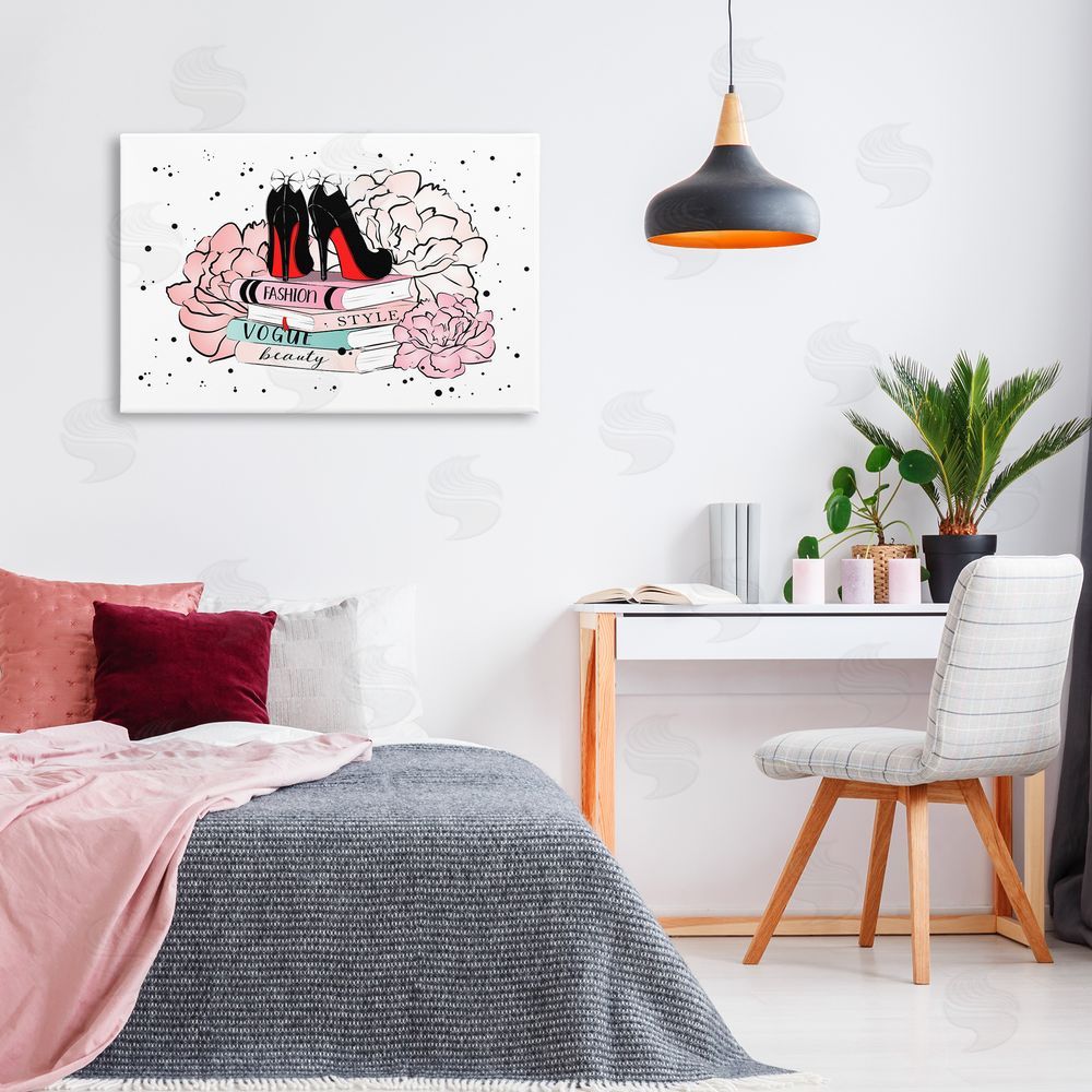 Martina Pavlova Floral Fashion Books Canvas Wall Art Print in Room