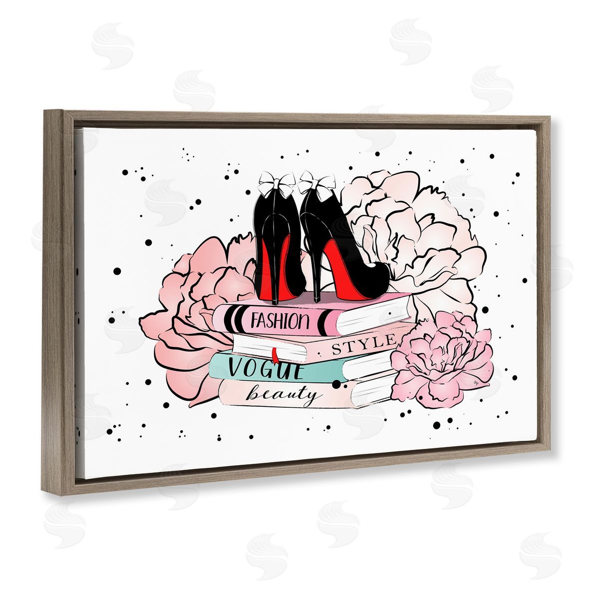 Martina Pavlova Floral Fashion Books Brown Floating Frame Canvas Wall Art Print