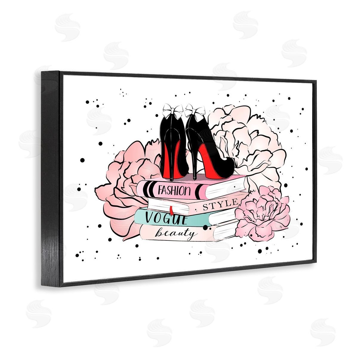 Martina Pavlova Floral Fashion Books Black Framed Giclee Wall Art Print