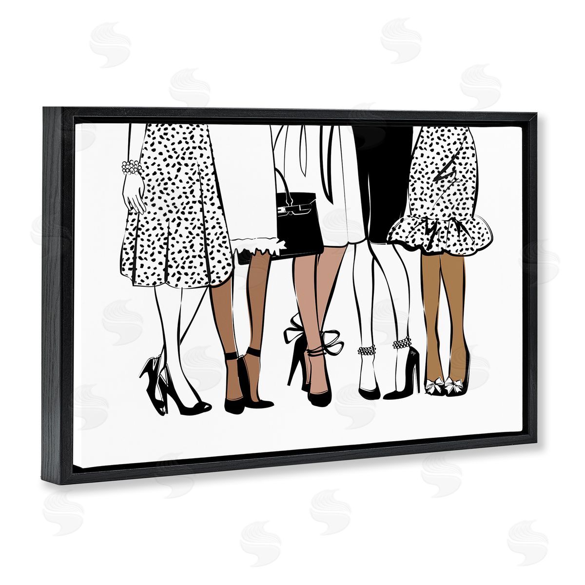 Martina Pavlova Trendy Fashion Girlfriends Black Floating Frame Canvas Wall Art Print