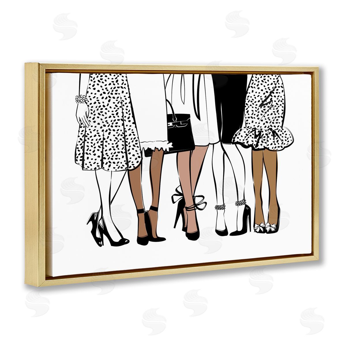 Martina Pavlova Trendy Fashion Girlfriends Gold Floating Frame Canvas Wall Art Print