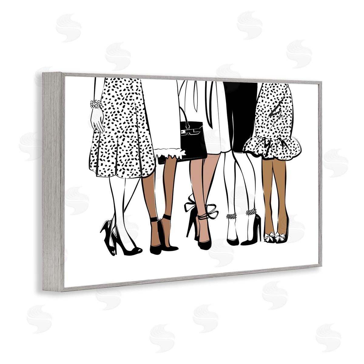 Martina Pavlova Trendy Fashion Girlfriends Gray Framed Giclee Wall Art Print