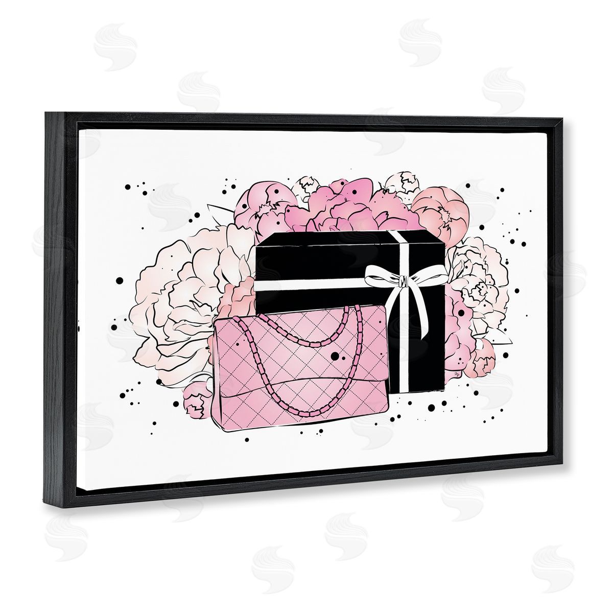 Martina Pavlova Peony Swathed Handbags Black Floating Frame Canvas Wall Art Print