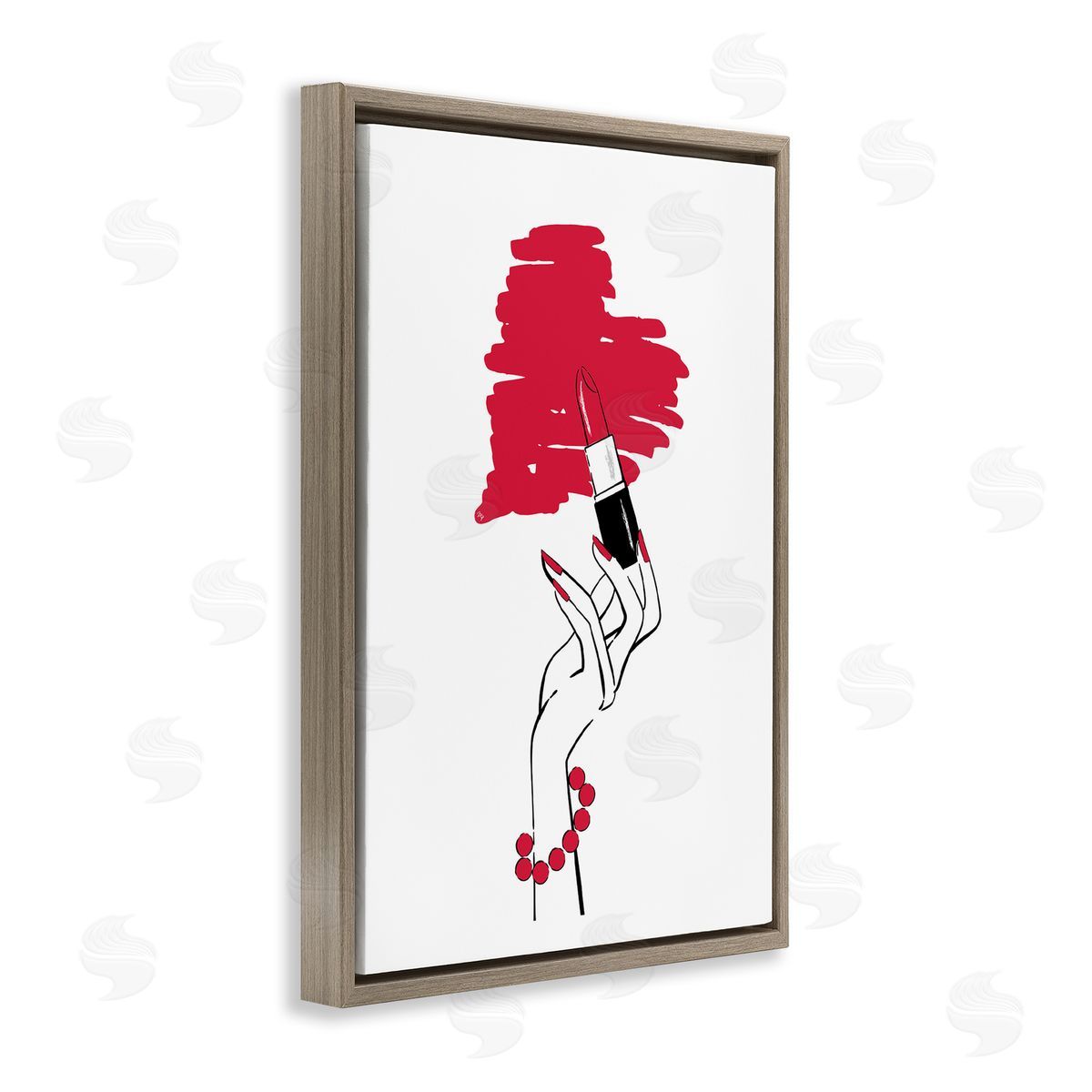 Lipstick Heart Shape Brown Floating Frame Canvas Wall Art, Home Decor by Martina Pavlova