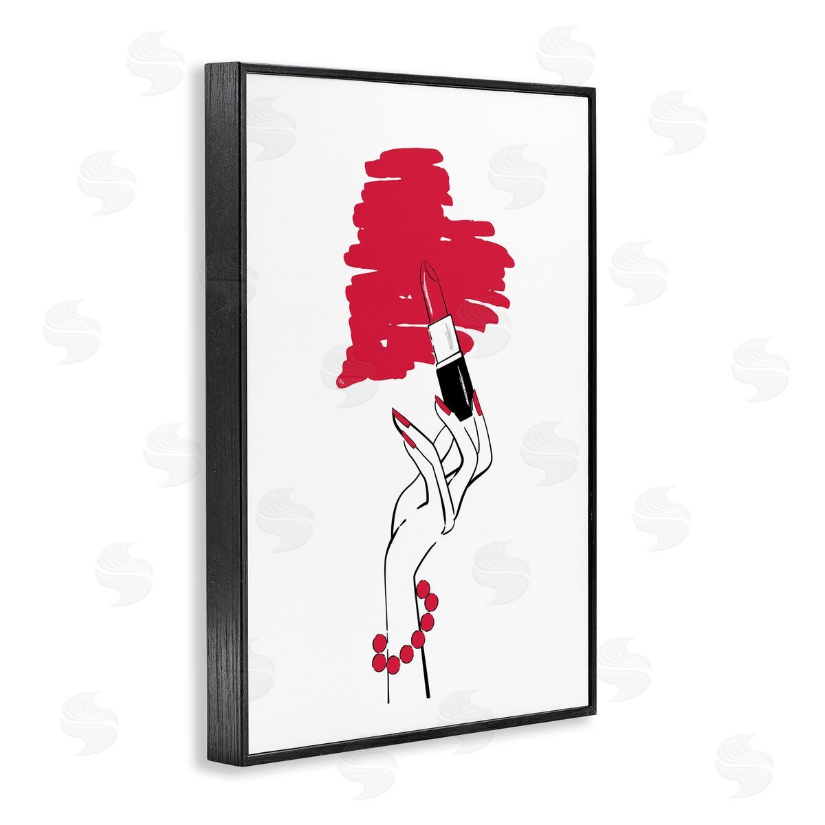 Lipstick Heart Shape Black Frame Print Wall Art, Home Decor by Martina Pavlova