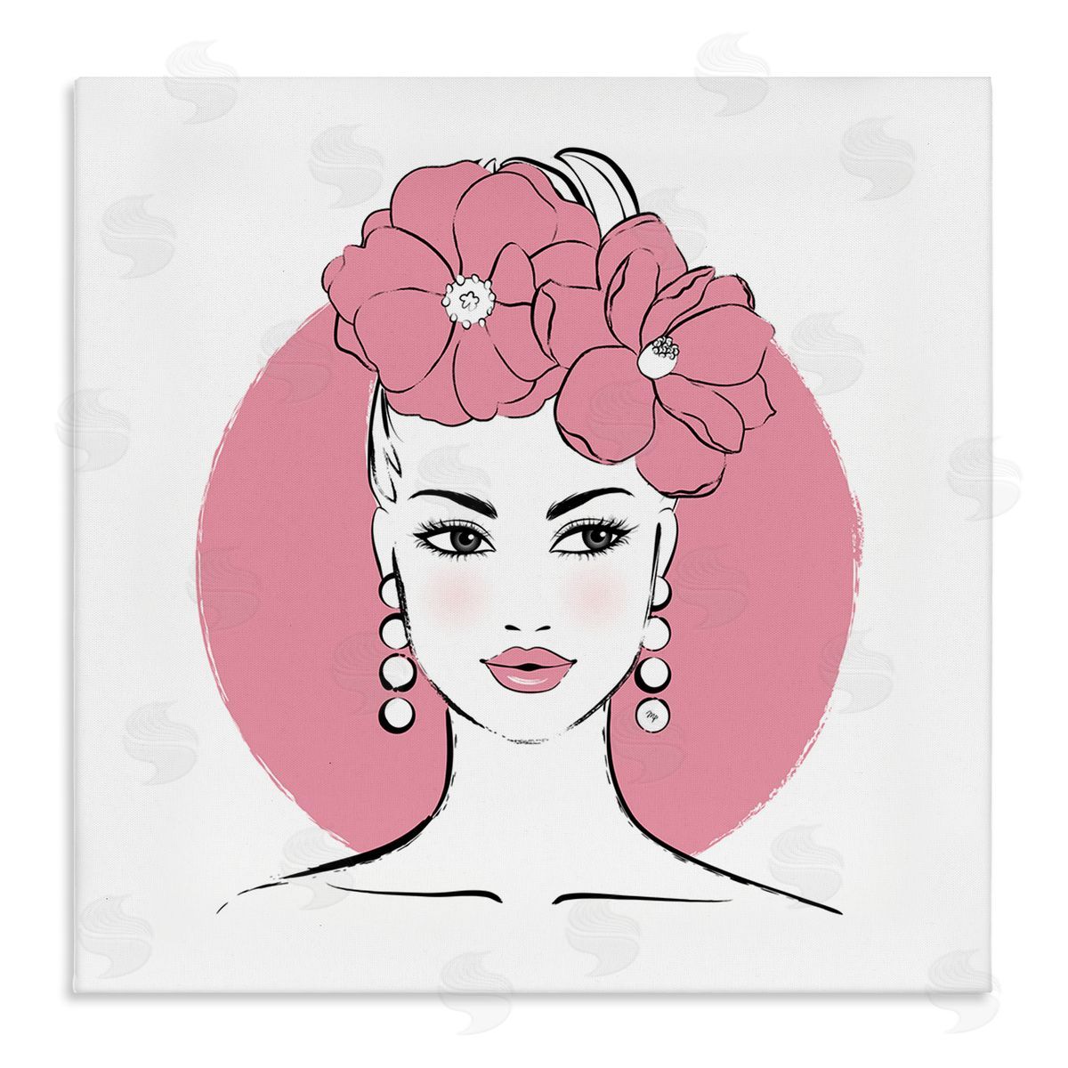 Pink Lady Portrait Canvas Wall Art, Home Decor by Martina Pavlova