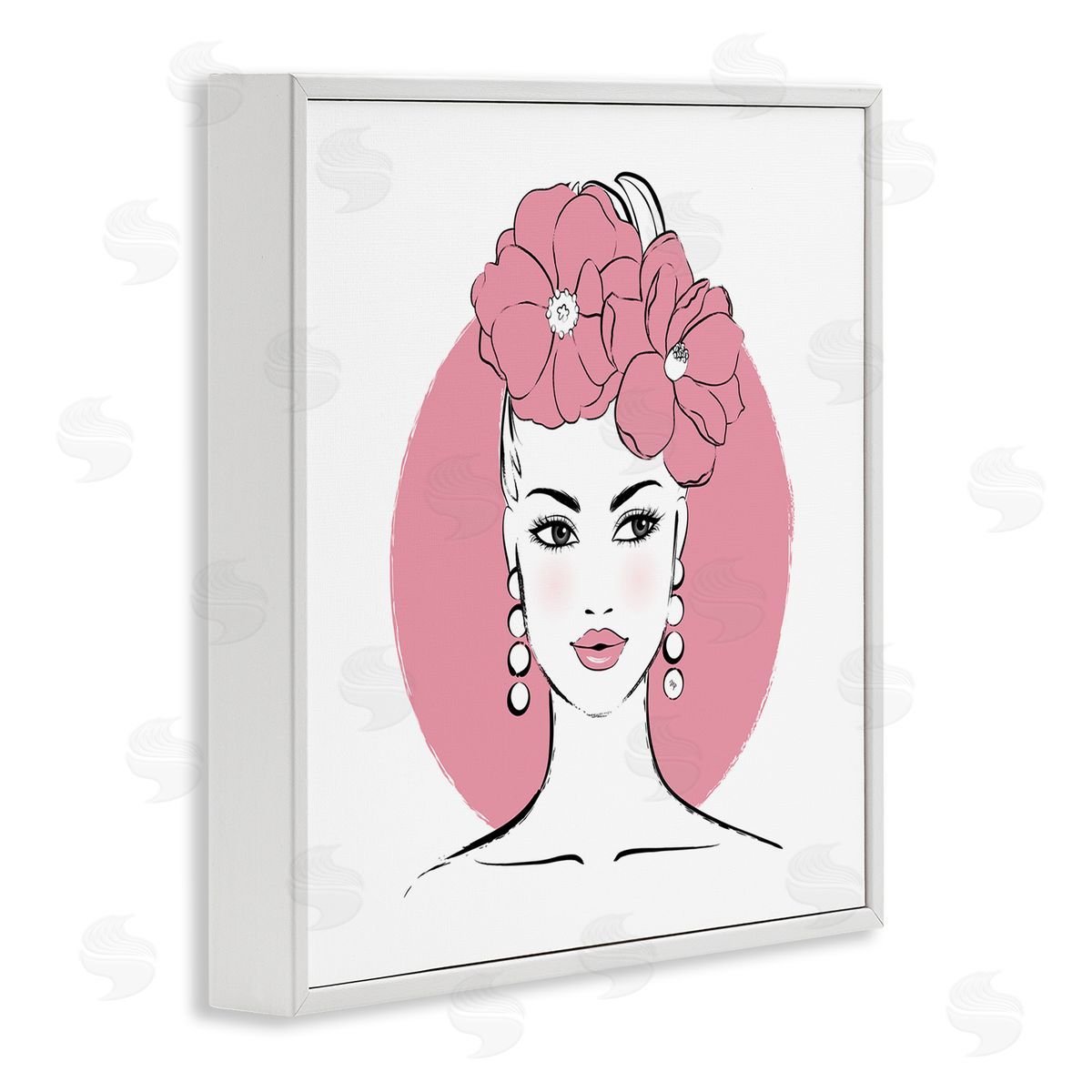 Pink Lady Portrait White Frame Print Wall Art, Home Decor by Martina Pavlova