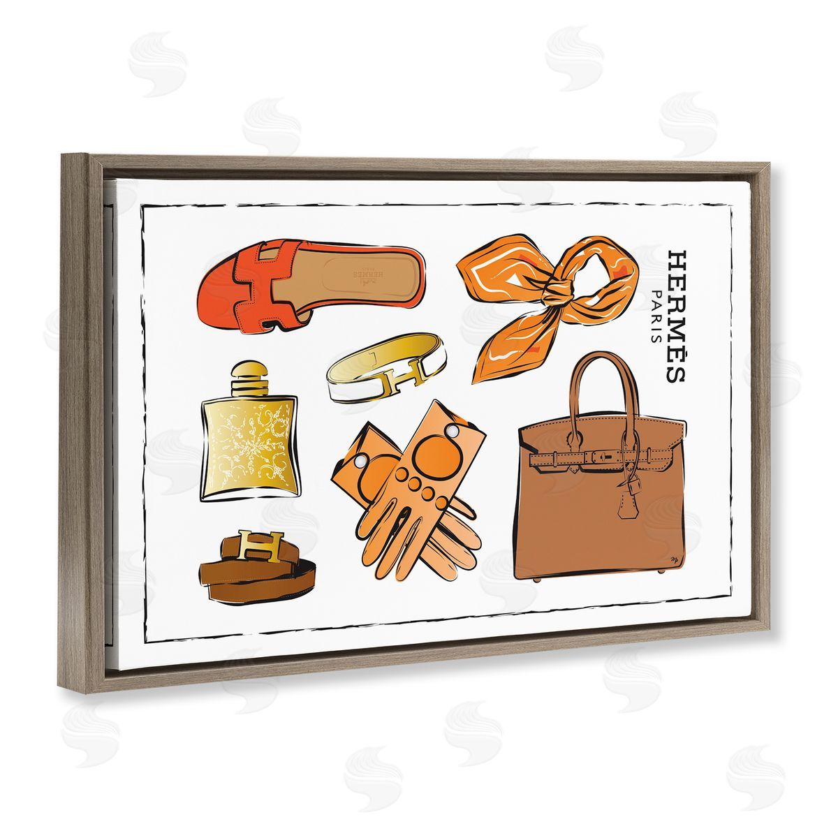 Martina Pavlova Trendy Neutral Fashion Brown Floating Frame Canvas Wall Art Print