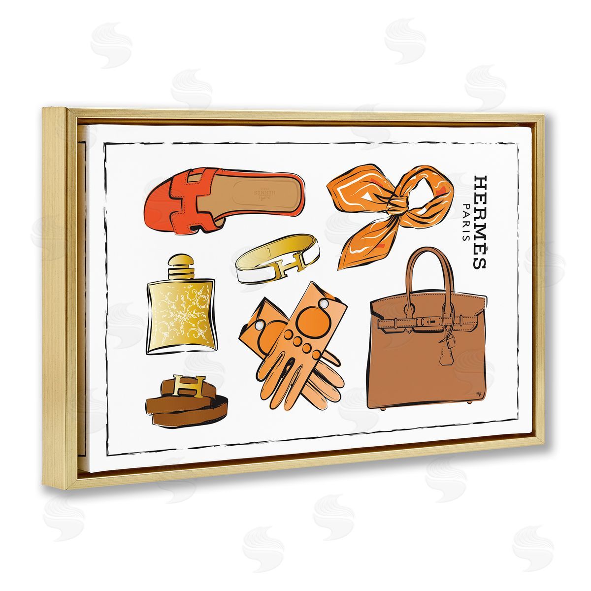 Martina Pavlova Trendy Neutral Fashion Gold Floating Frame Canvas Wall Art Print