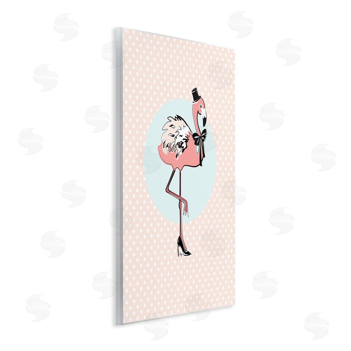 Flamingo and Top Hat Wood Plaque Wall Art, Home Decor by Martina Pavlova