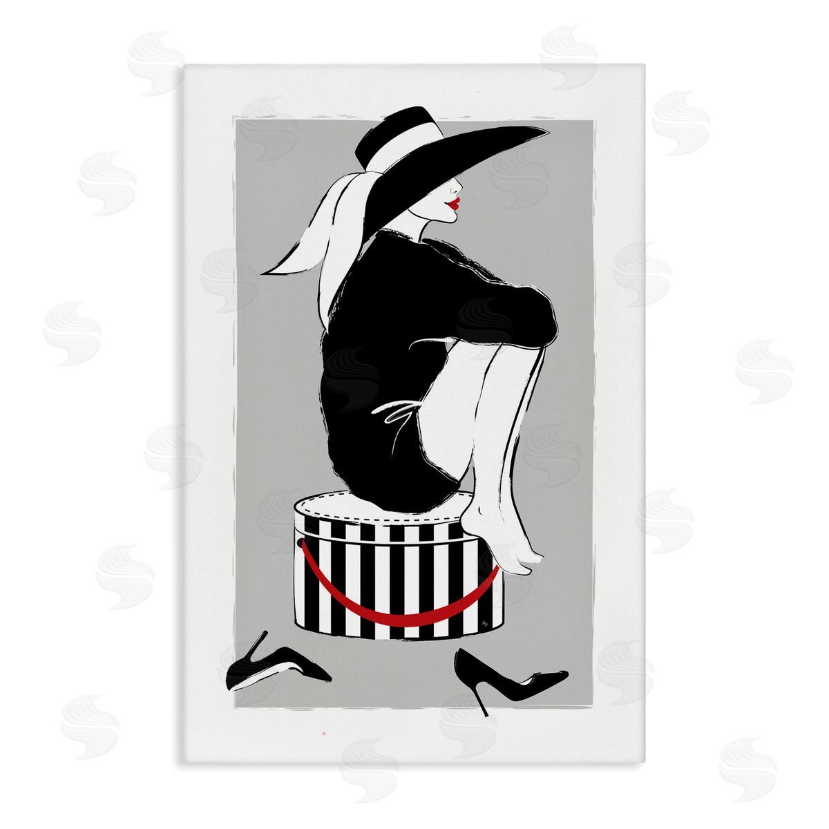 Sitting On Hat Box Canvas Wall Art, Home Decor by Martina Pavlova