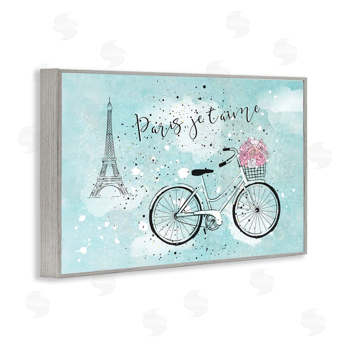 Martina Pavlova Love Paris Bicycle Gray Framed Giclee Wall Art Print