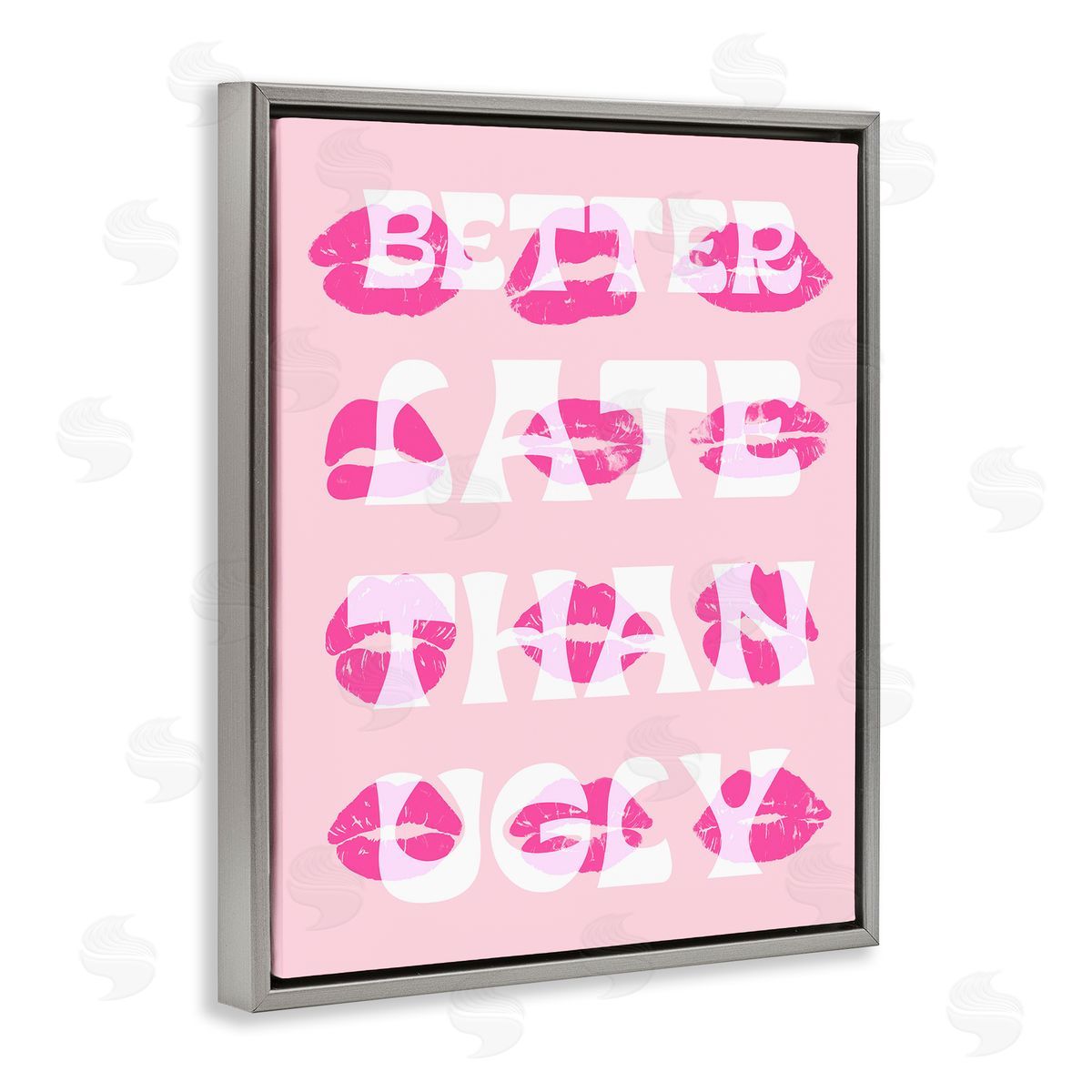 Better Late Than Ugly Grey Floating Frame Canvas Wall Art, Home Decor by Stupell Studio