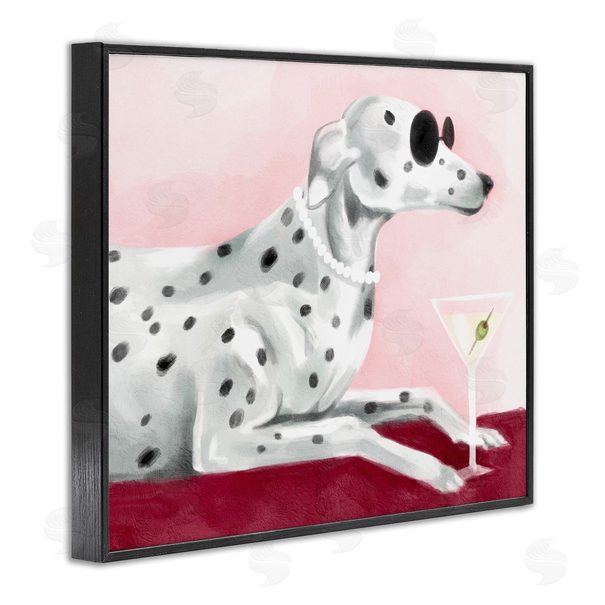 Stupell Studio Dog with Martini Black Framed Giclee Wall Art Print