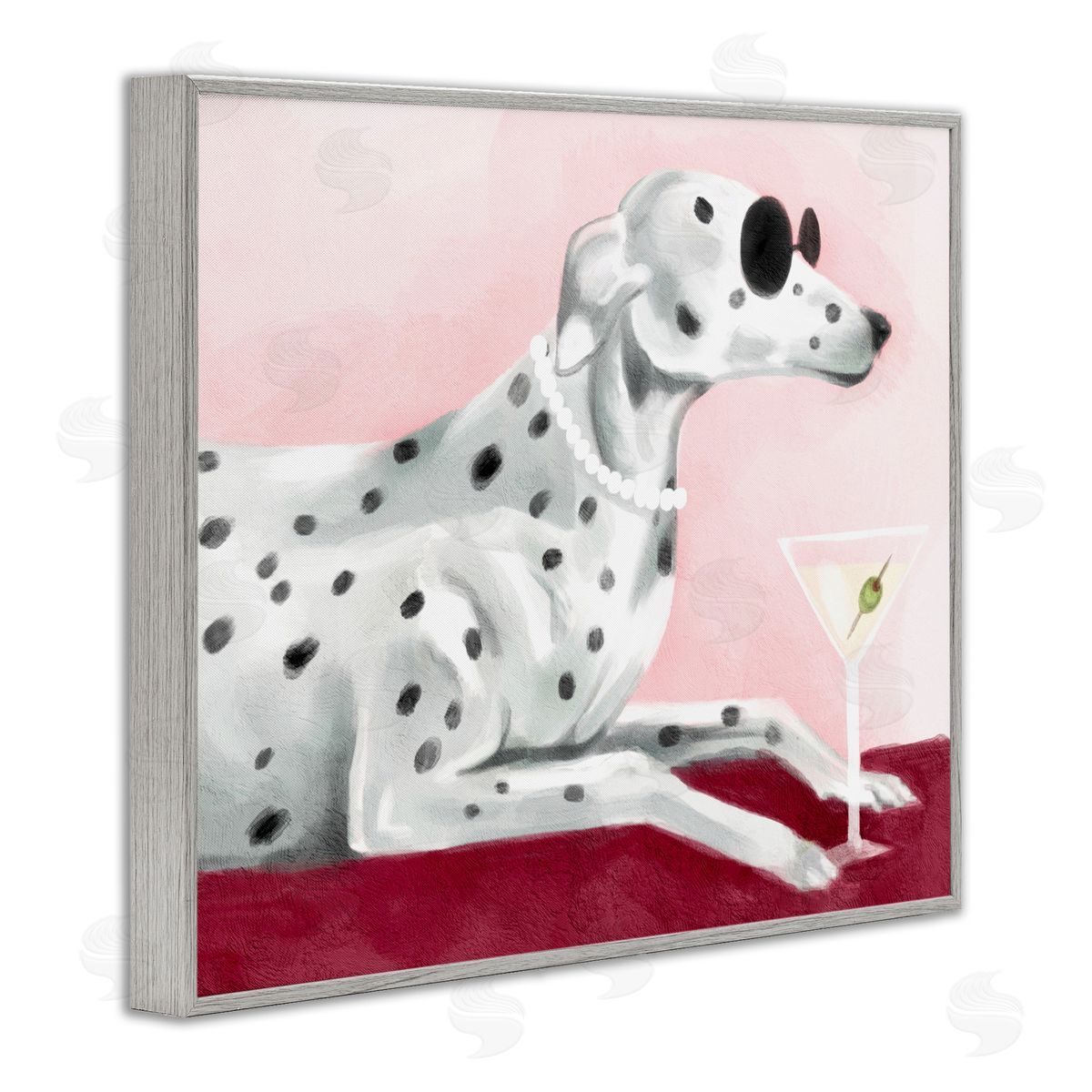 Stupell Studio Dog with Martini Gray Framed Giclee Wall Art Print