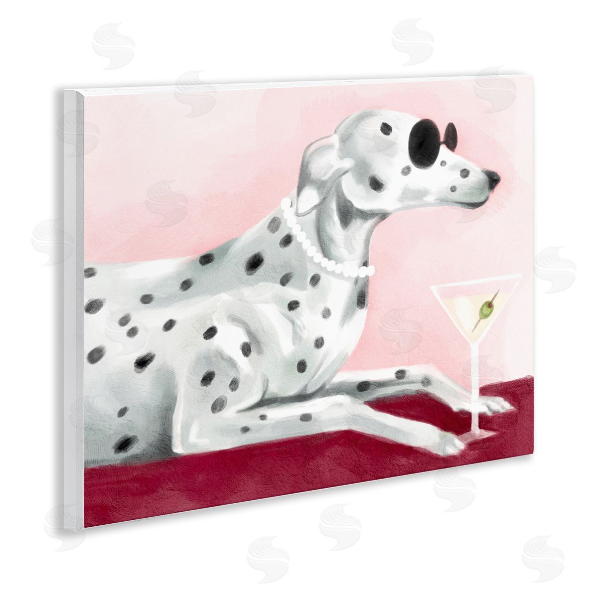 Stupell Studio Dog with Martini Wooden Wall Plaque Art Print