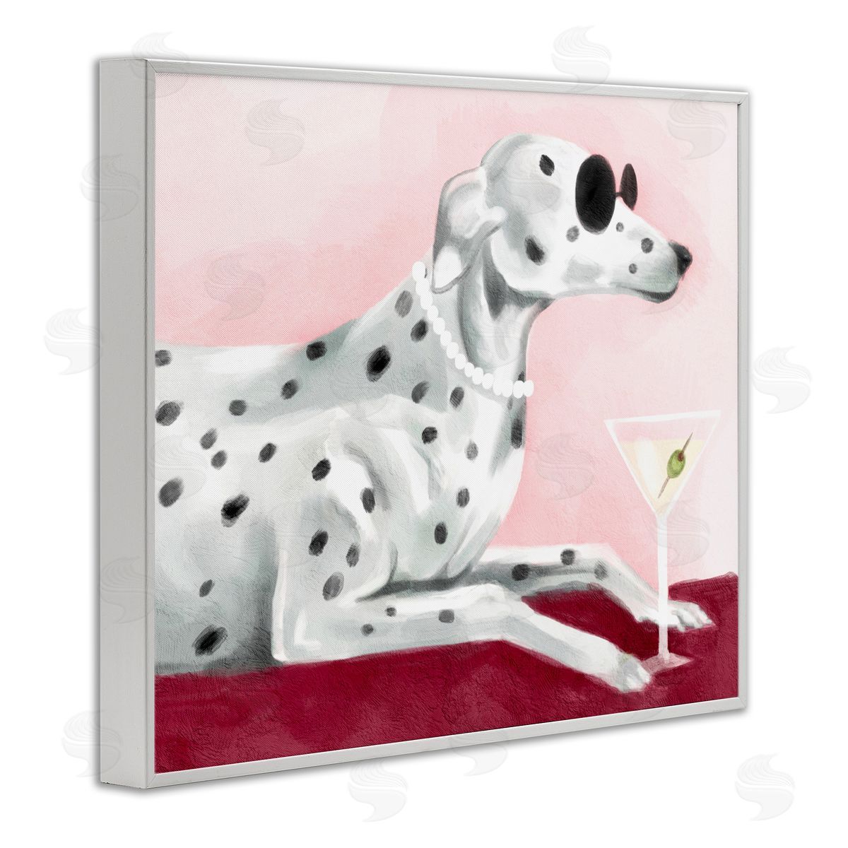 Stupell Studio Dog with Martini White Framed Giclee Wall Art Print