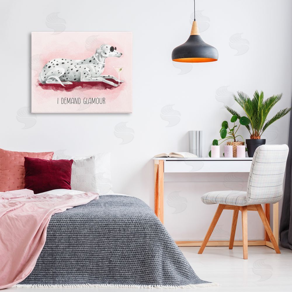Stupell Studio I Demand Glamour Dog Canvas Wall Art Print in Room