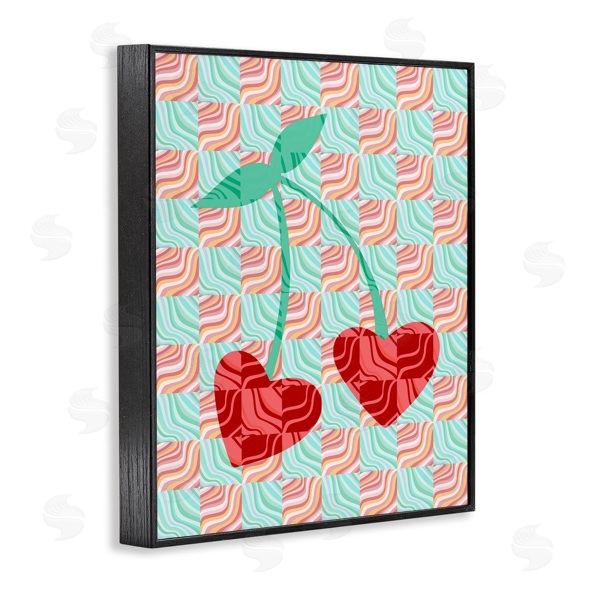 Groovy Patterned Cherries Black Frame Print Wall Art, Home Decor by Stupell Studio
