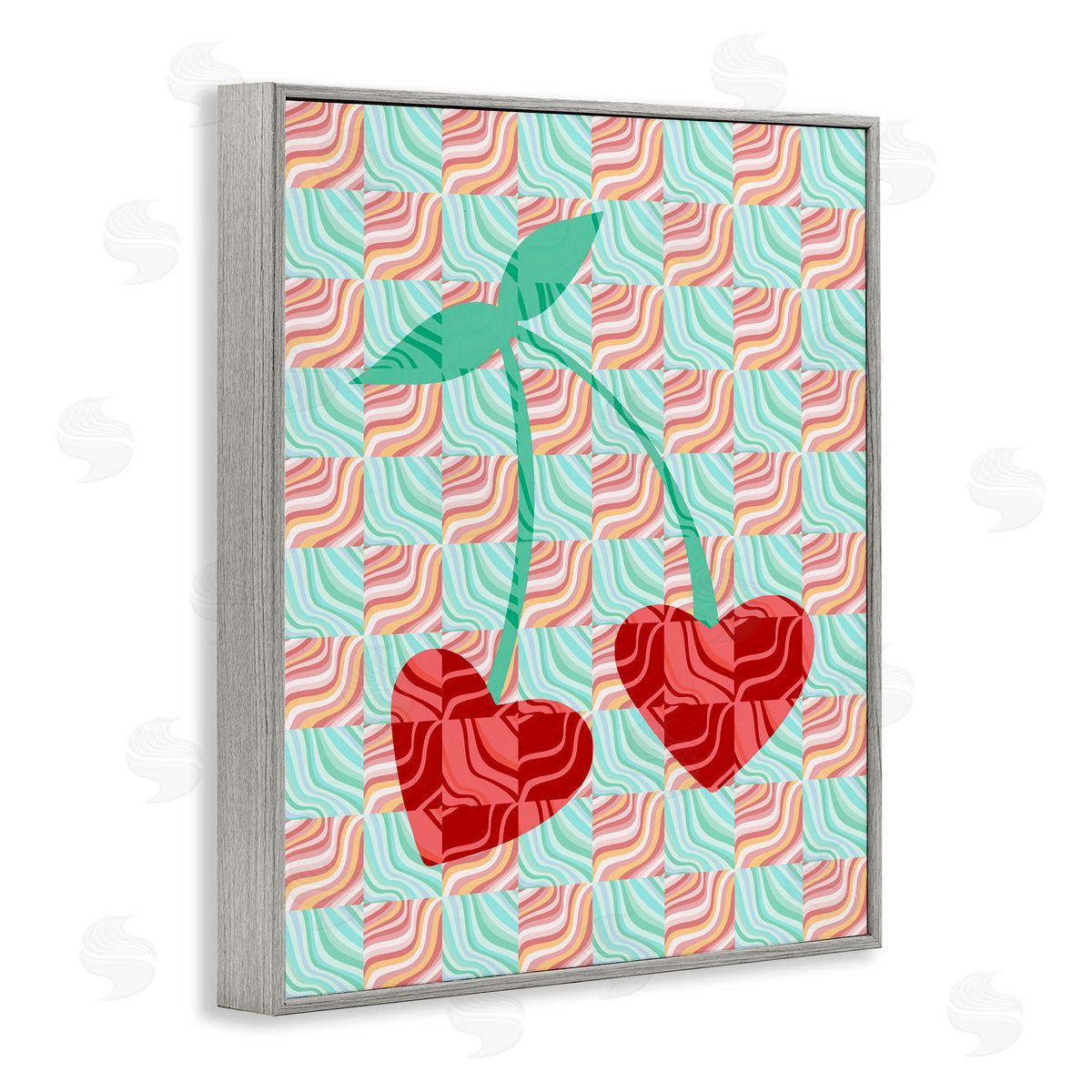 Groovy Patterned Cherries Grey Frame Print Wall Art, Home Decor by Stupell Studio