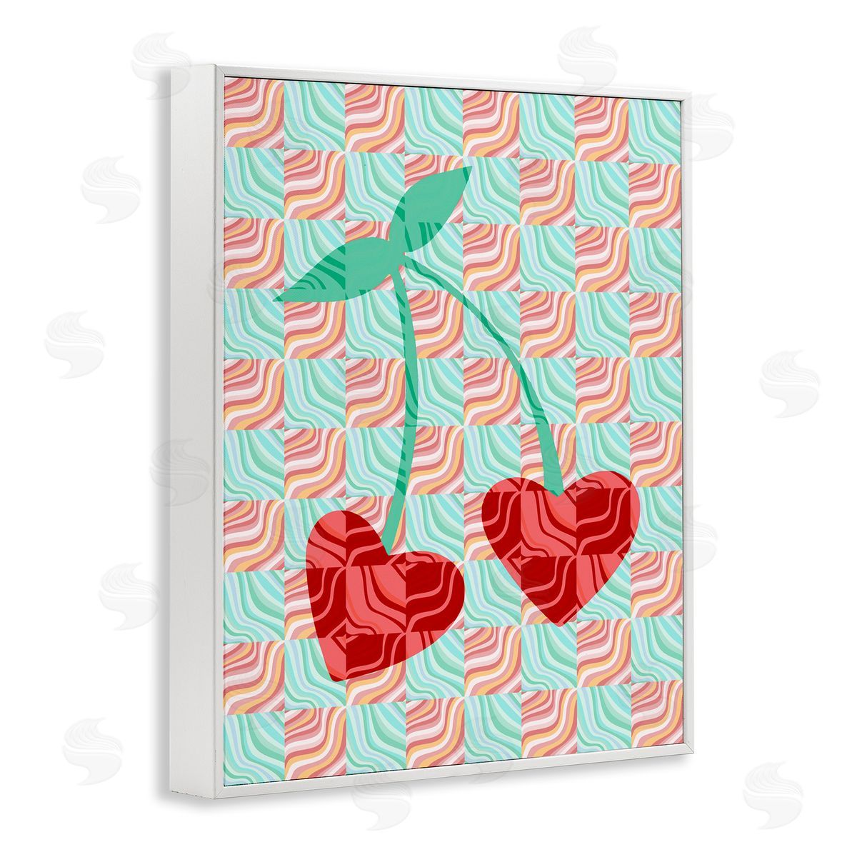 Groovy Patterned Cherries White Frame Print Wall Art, Home Decor by Stupell Studio