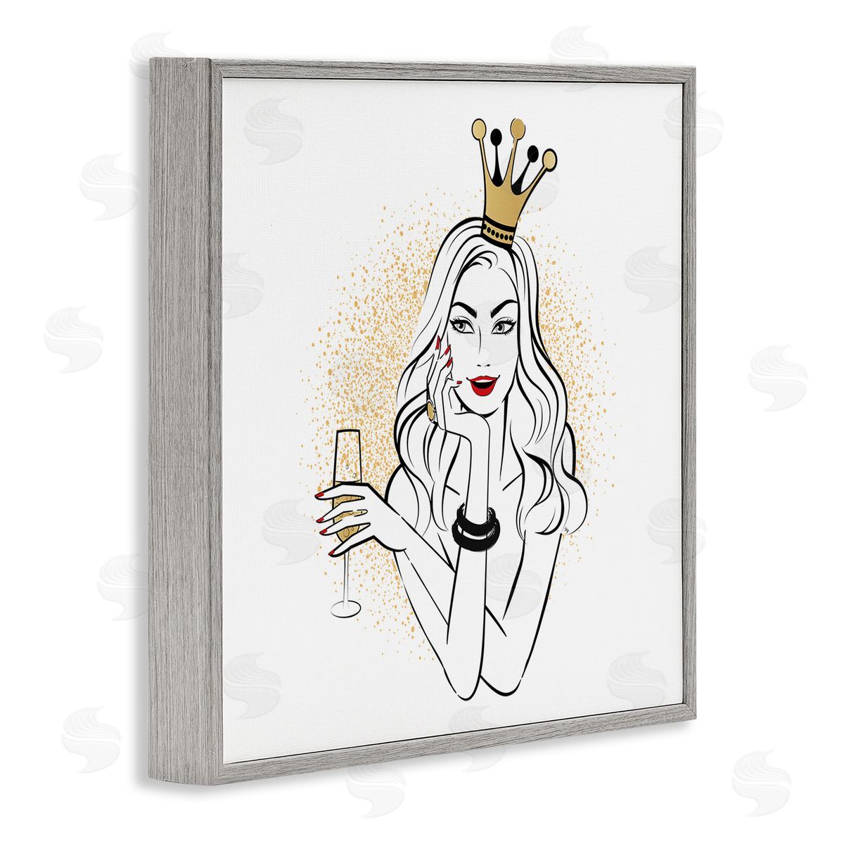 Princess with Champagne Grey Frame Print Wall Art, Home Decor by Martina Pavlova