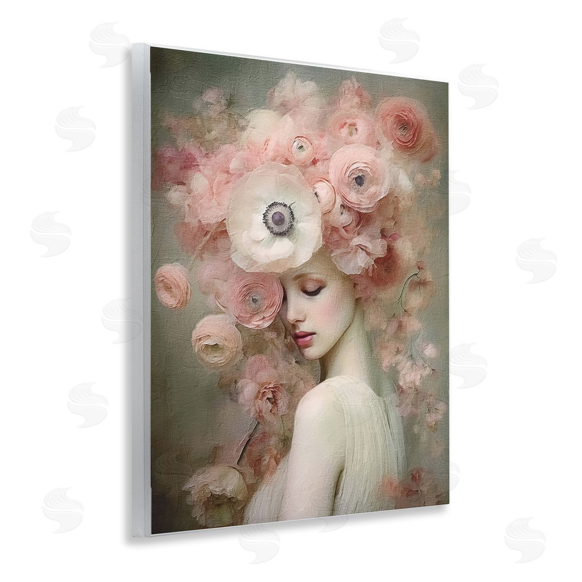 Blush Florals Portrait Wood Plaque Wall Art, Home Decor by RileyB