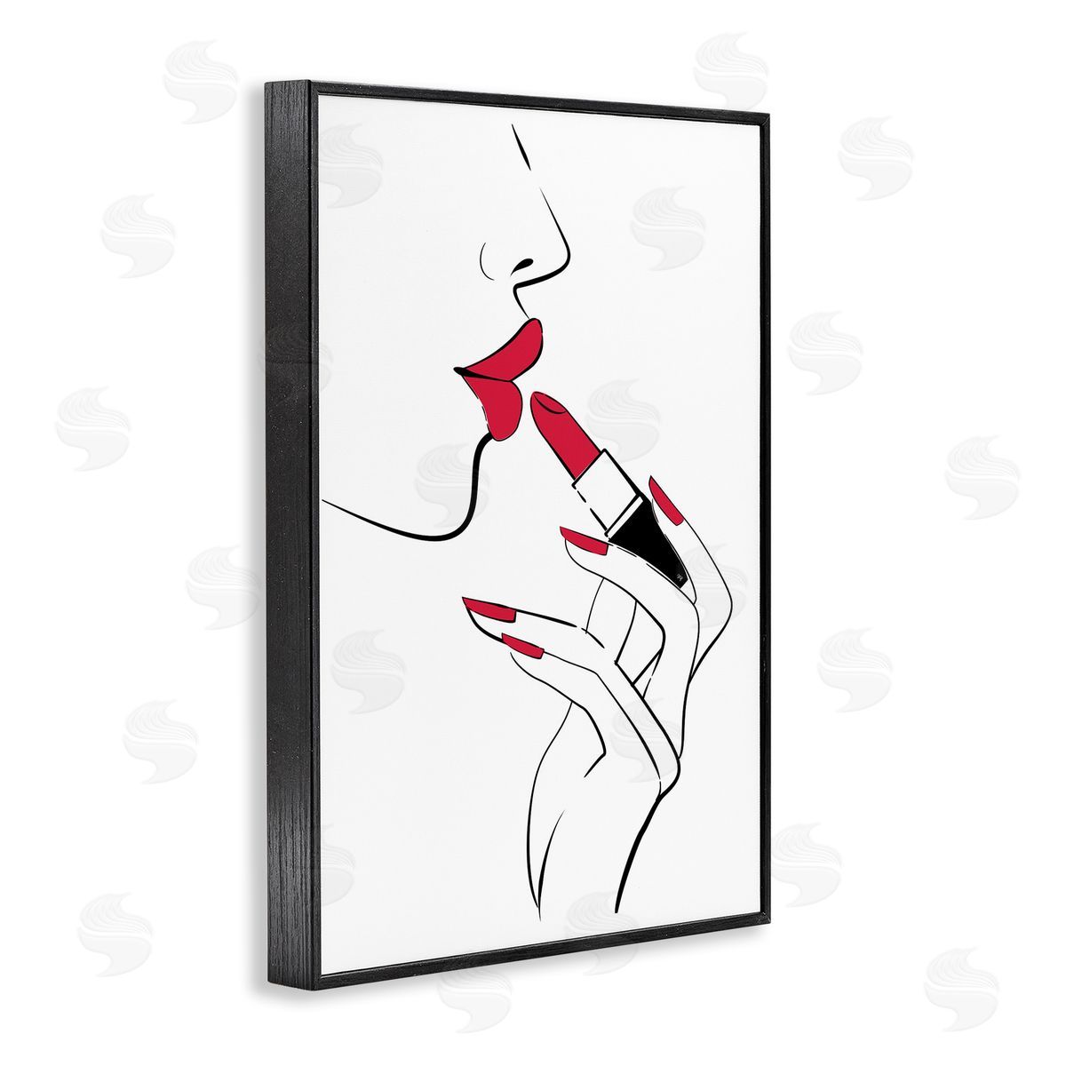 Red Lips Makeup Black Frame Print Wall Art, Home Decor by Martina Pavlova