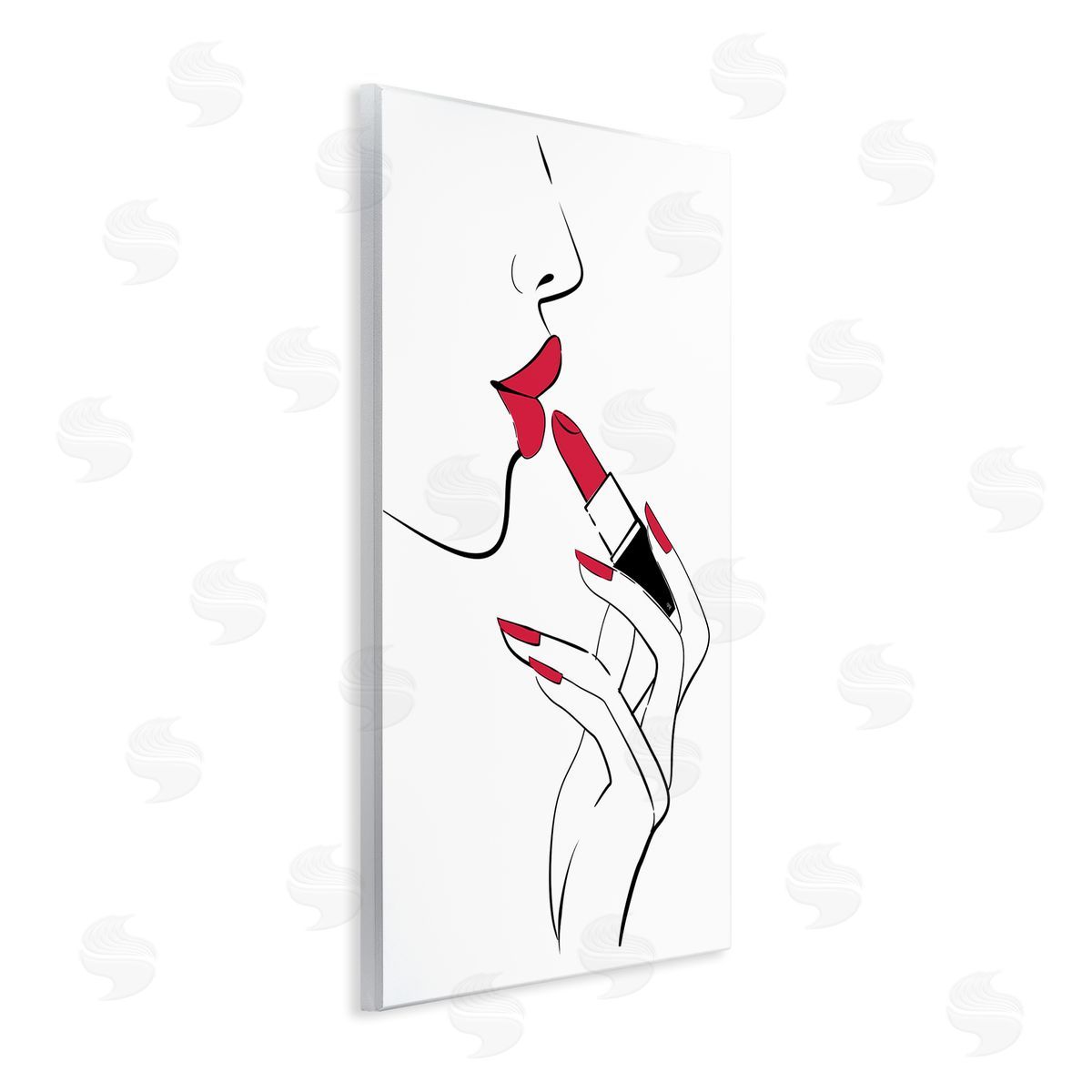 Red Lips Makeup Wood Plaque Wall Art, Home Decor by Martina Pavlova