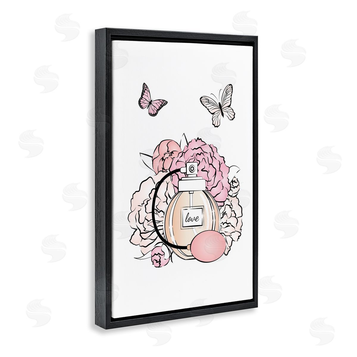 Romantic Glam Scene Black Floating Frame Canvas Wall Art, Home Decor by Martina Pavlova