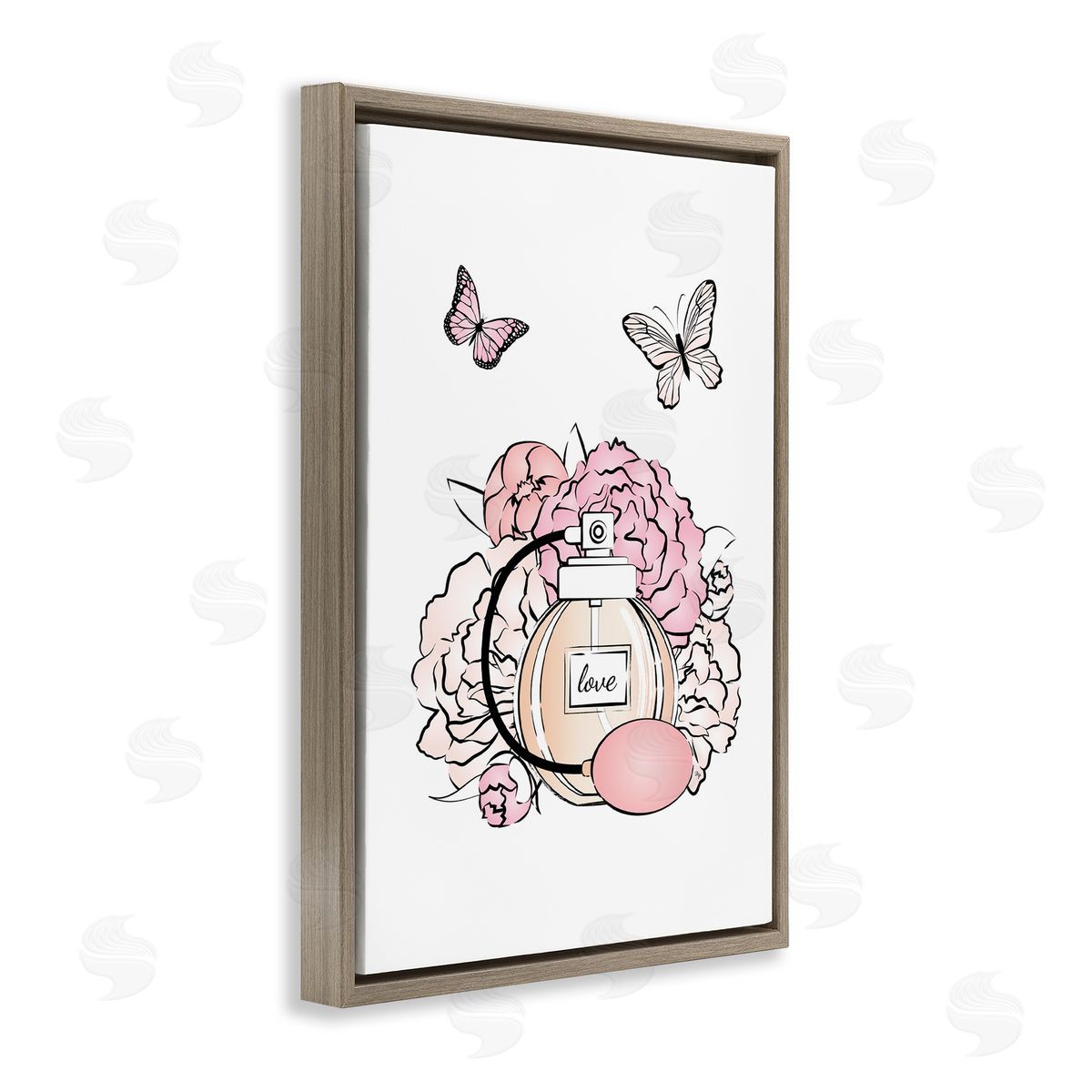 Romantic Glam Scene Brown Floating Frame Canvas Wall Art, Home Decor by Martina Pavlova