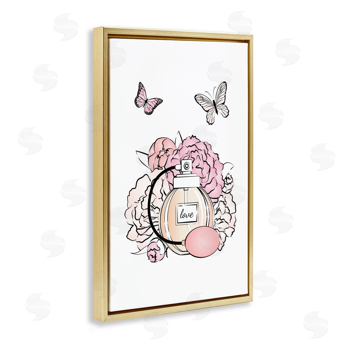 Romantic Glam Scene Gold Floating Frame Canvas Wall Art, Home Decor by Martina Pavlova