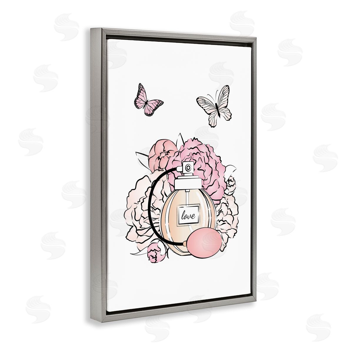 Romantic Glam Scene Grey Floating Frame Canvas Wall Art, Home Decor by Martina Pavlova