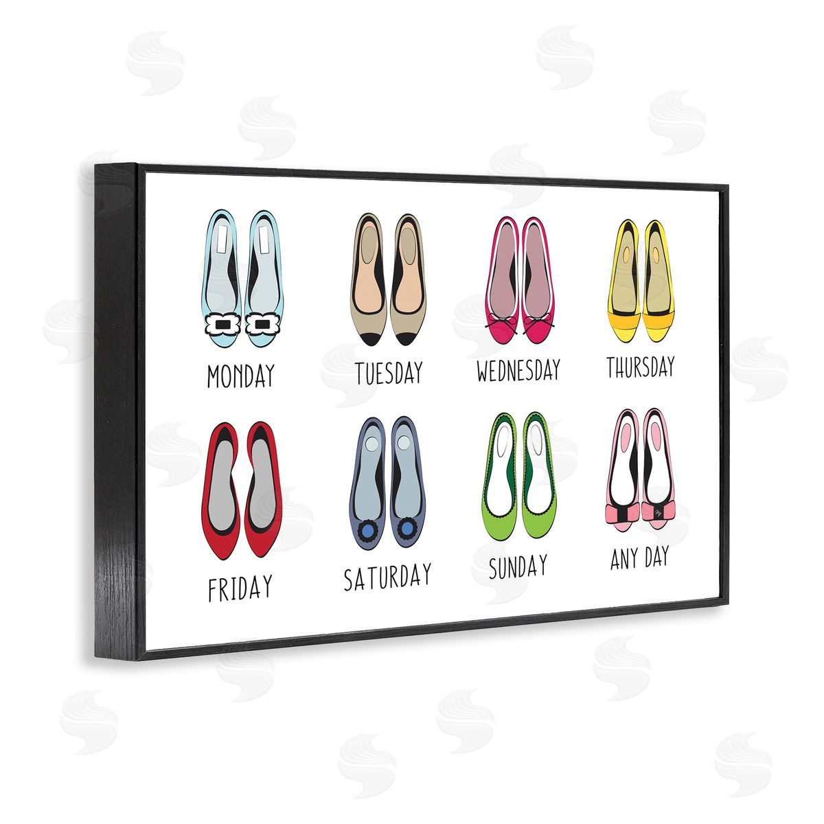 Martina Pavlova Shoe Week Days Black Framed Giclee Wall Art Print