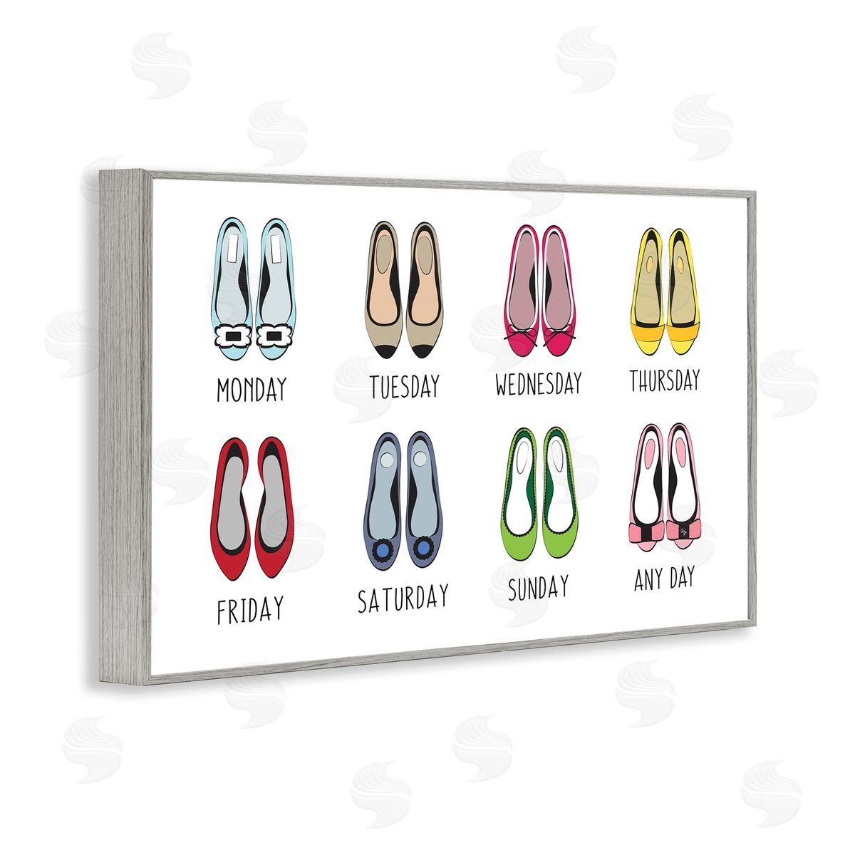 Martina Pavlova Shoe Week Days Gray Framed Giclee Wall Art Print