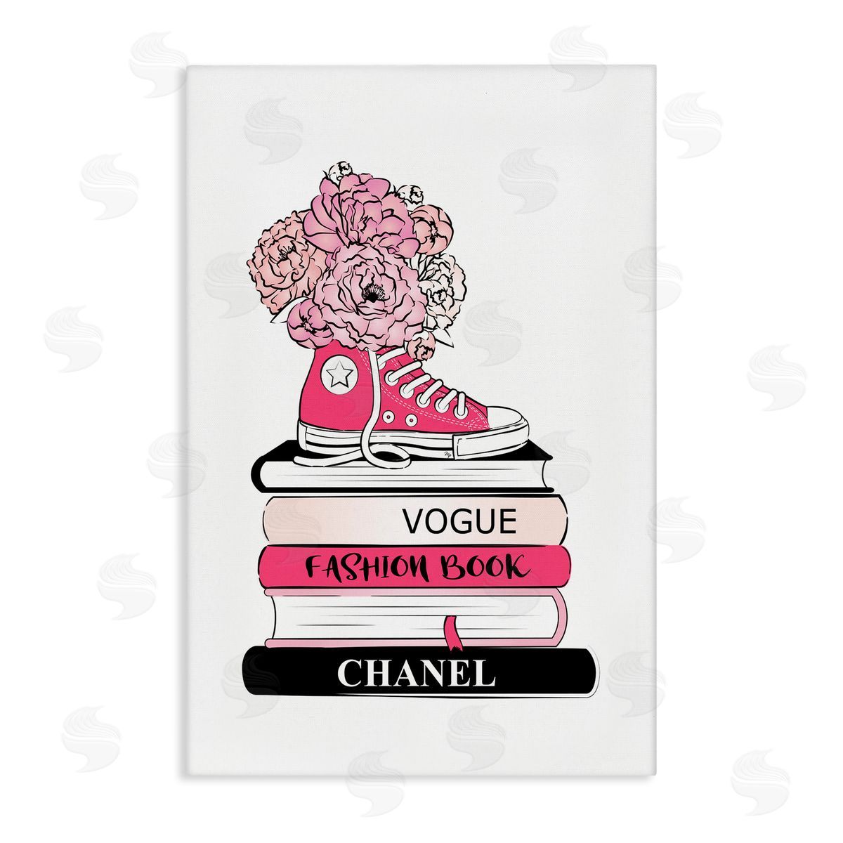 Sporty Sneaker Bookstack Canvas Wall Art, Home Decor by Martina Pavlova