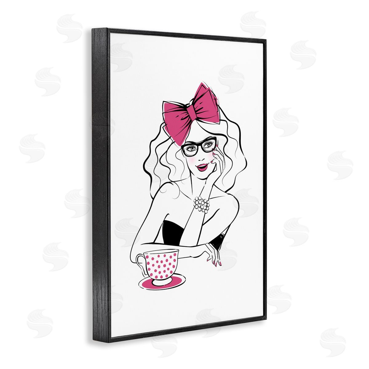 Glam Tea Party Black Frame Print Wall Art, Home Decor by Martina Pavlova