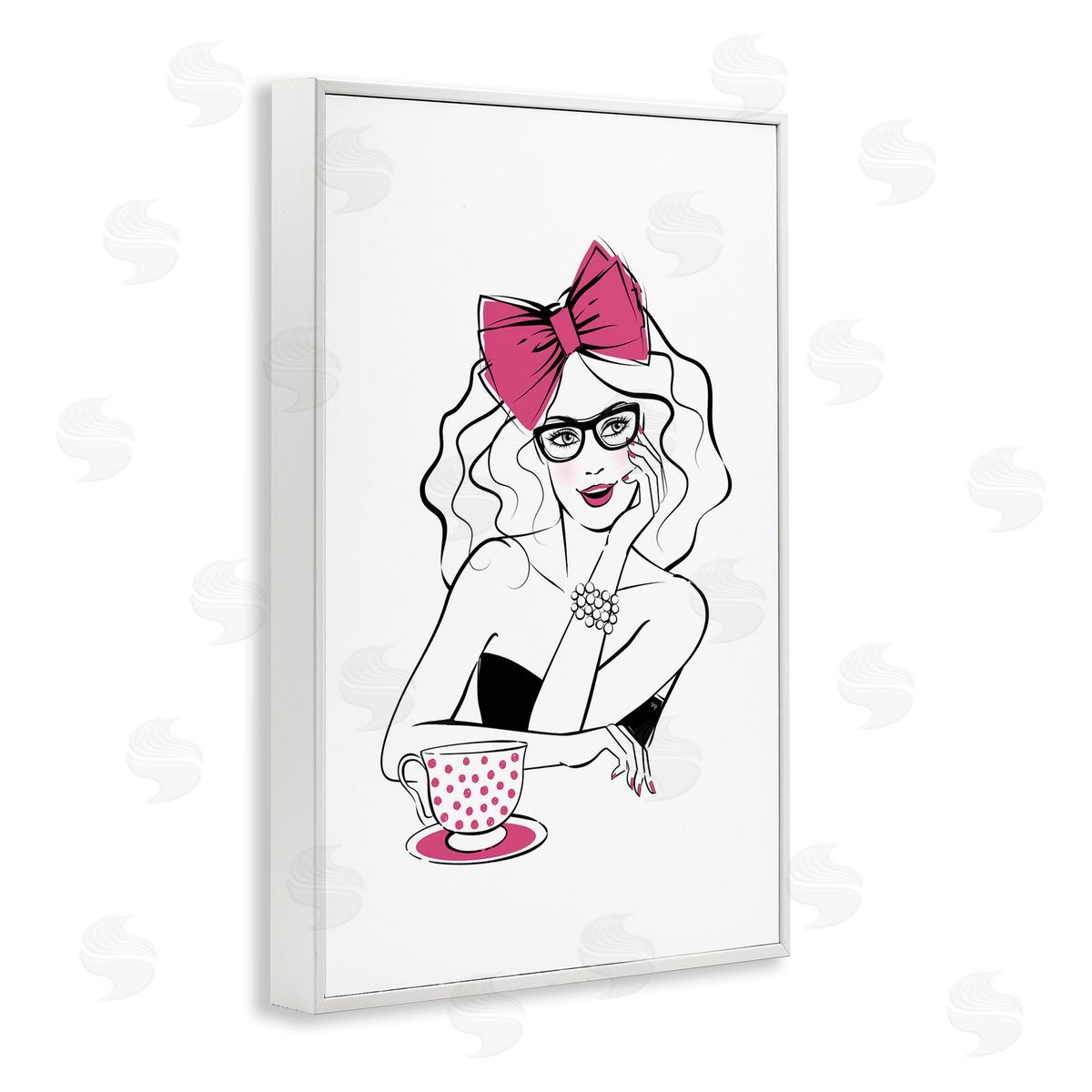 Glam Tea Party White Frame Print Wall Art, Home Decor by Martina Pavlova
