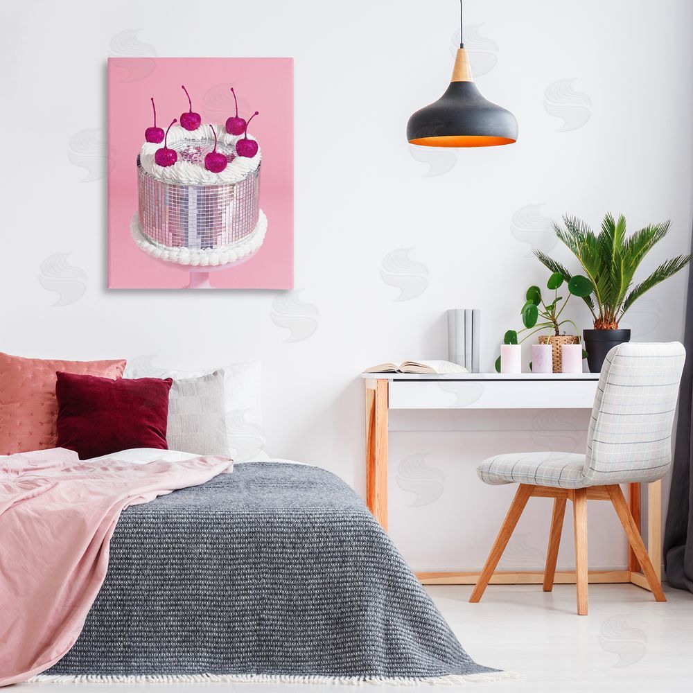 LISH Creative Disco Pattern Cake Canvas Wall Art Print in Room