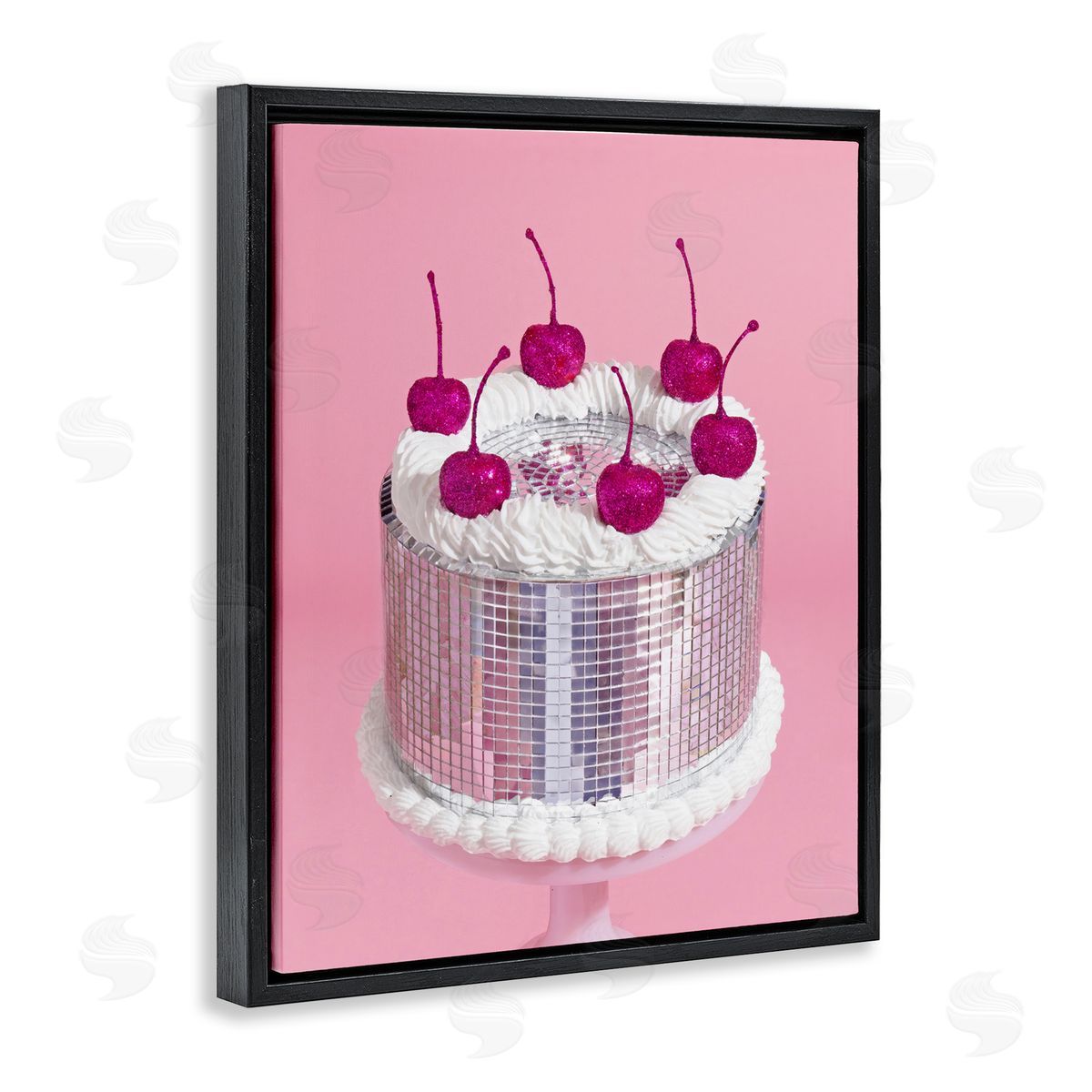 LISH Creative Disco Pattern Cake Black Floating Frame Canvas Wall Art Print