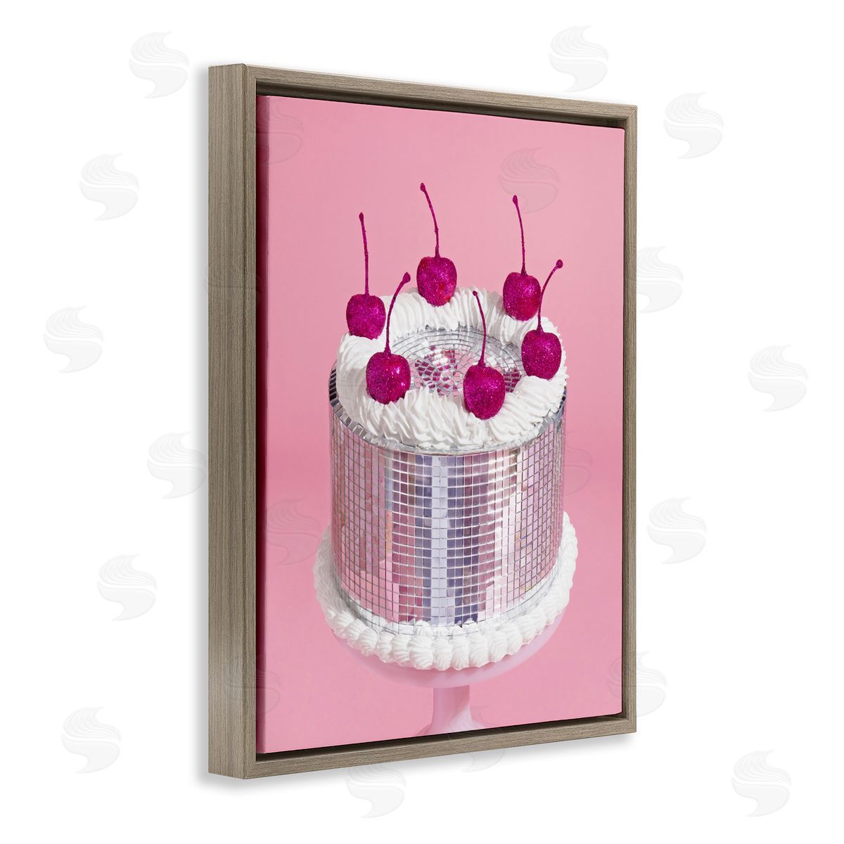LISH Creative Disco Pattern Cake Brown Floating Frame Canvas Wall Art Print