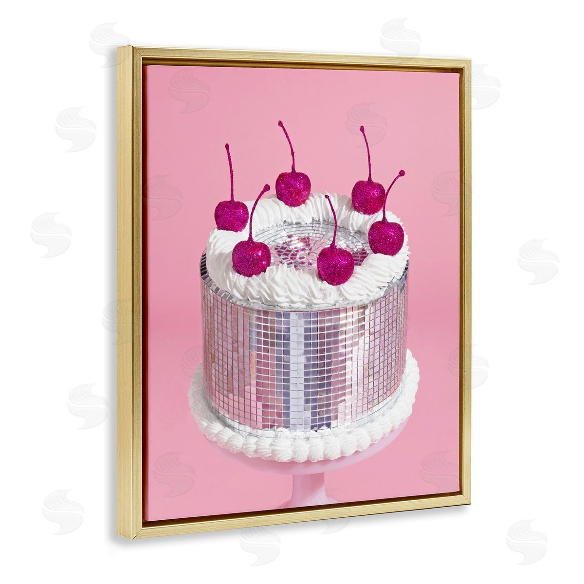 LISH Creative Disco Pattern Cake Gold Floating Frame Canvas Wall Art Print