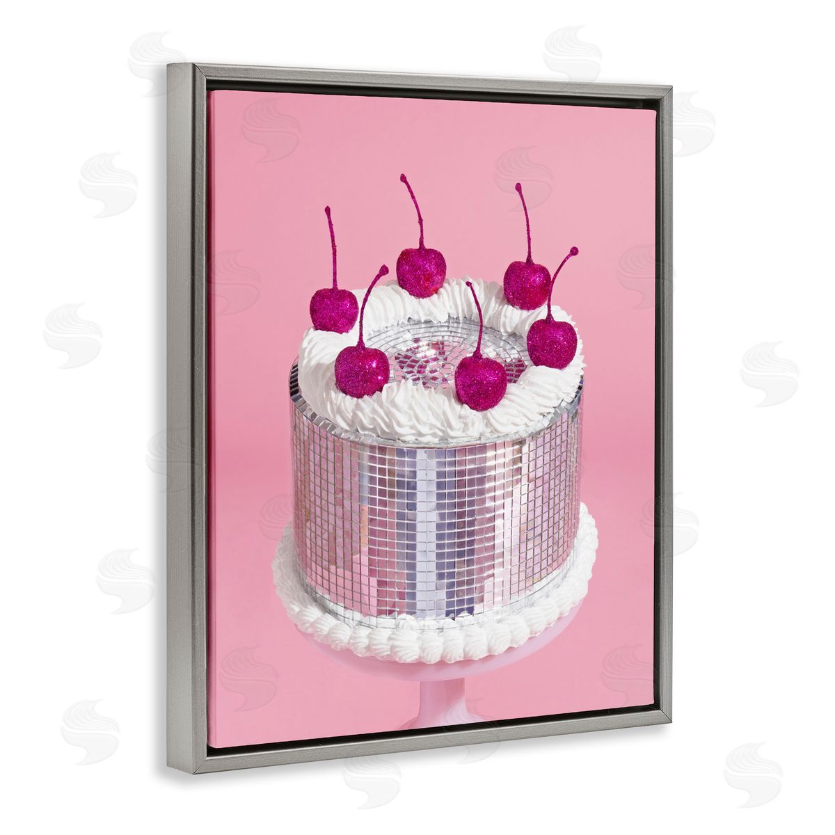 LISH Creative Disco Pattern Cake Gray Floating Frame Canvas Wall Art Print