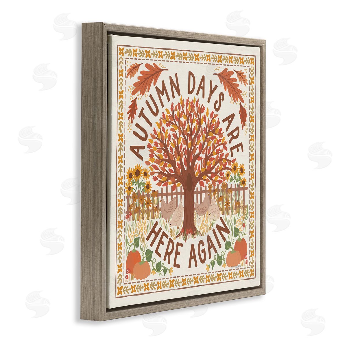 Autumn Days Here Again Brown Floating Frame Canvas Wall Art, Home Decor by Laura Marshall