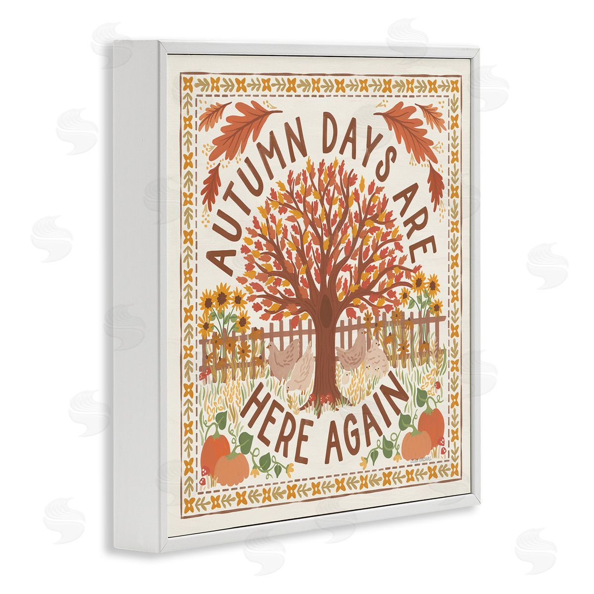 Autumn Days Here Again White Frame Print Wall Art, Home Decor by Laura Marshall
