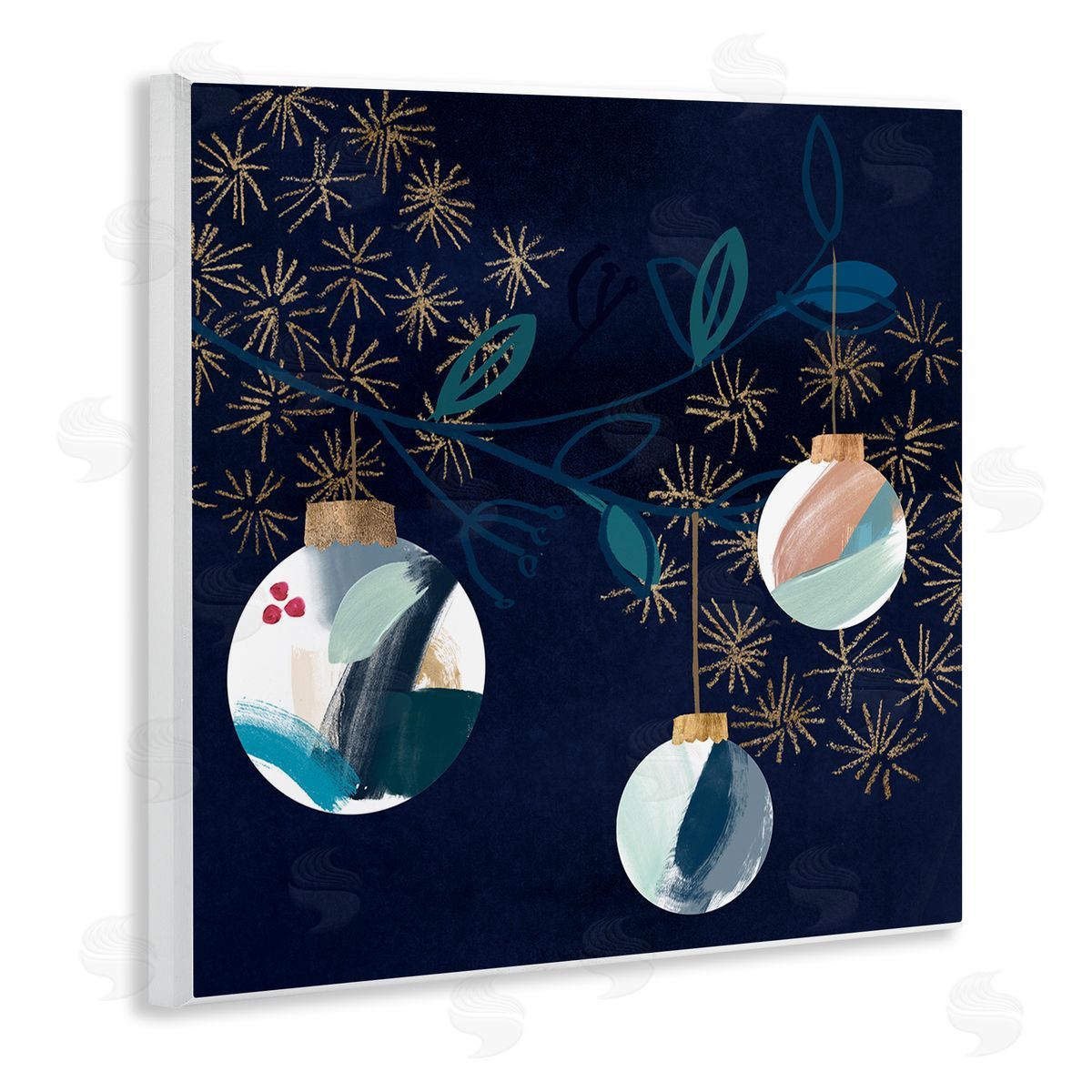 Hanging Christmas Orbs Wood Plaque Wall Art, Home Decor by Jennifer Paxton Parker