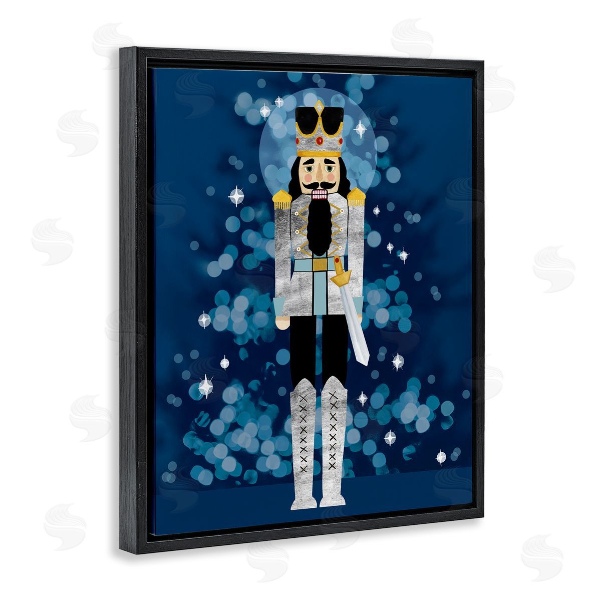 Seasonal Modern Nutcracker Black Floating Frame Canvas Wall Art, Home Decor by Grace Popp