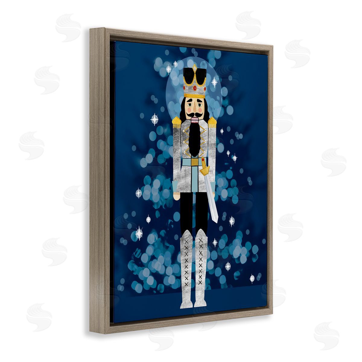Seasonal Modern Nutcracker Brown Floating Frame Canvas Wall Art, Home Decor by Grace Popp