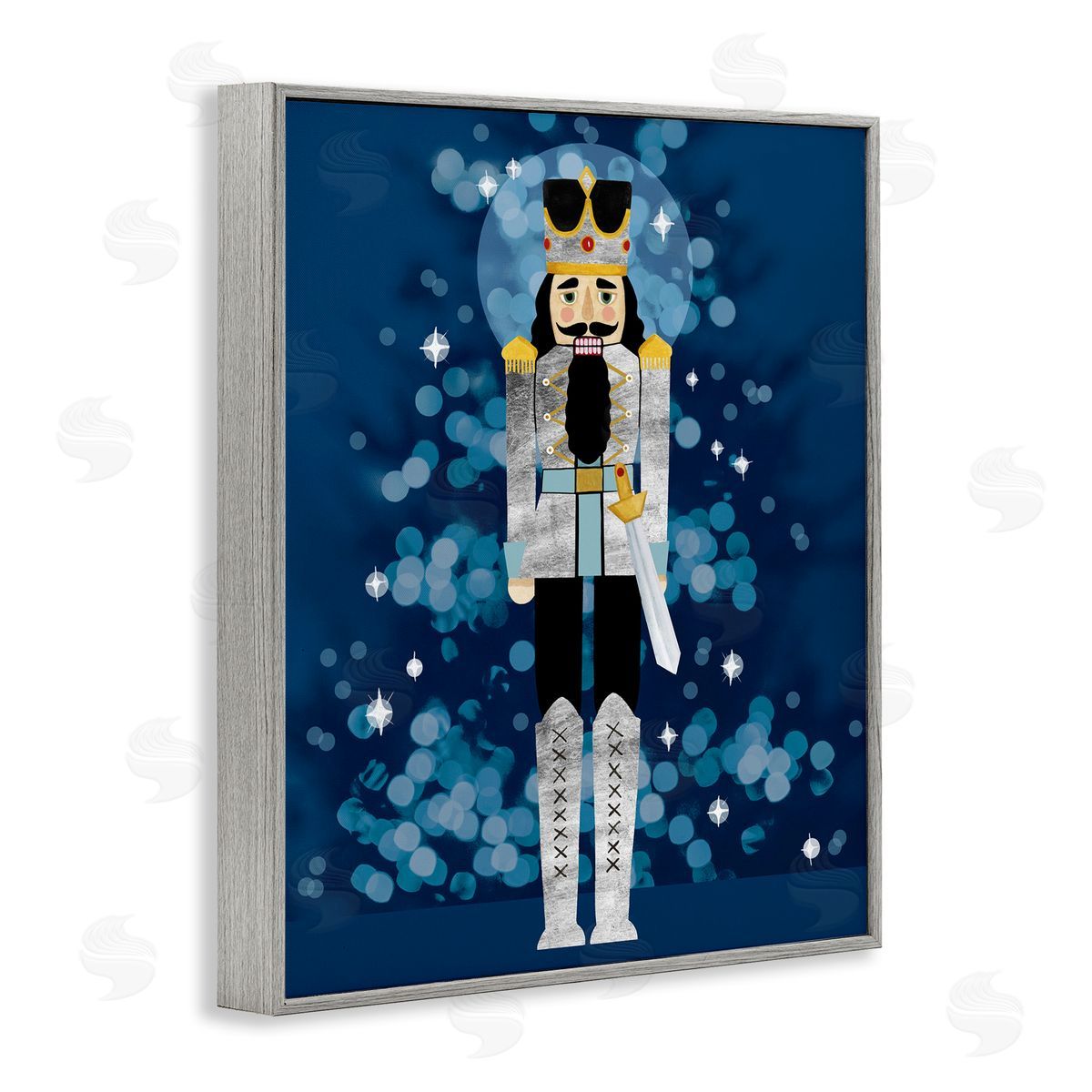 Seasonal Modern Nutcracker Grey Frame Print Wall Art, Home Decor by Grace Popp